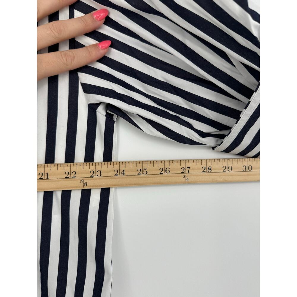 Madewell Striped Cropped Button Down Shirt Navy White Boxy Cotton Top S - Picture 7 of 10